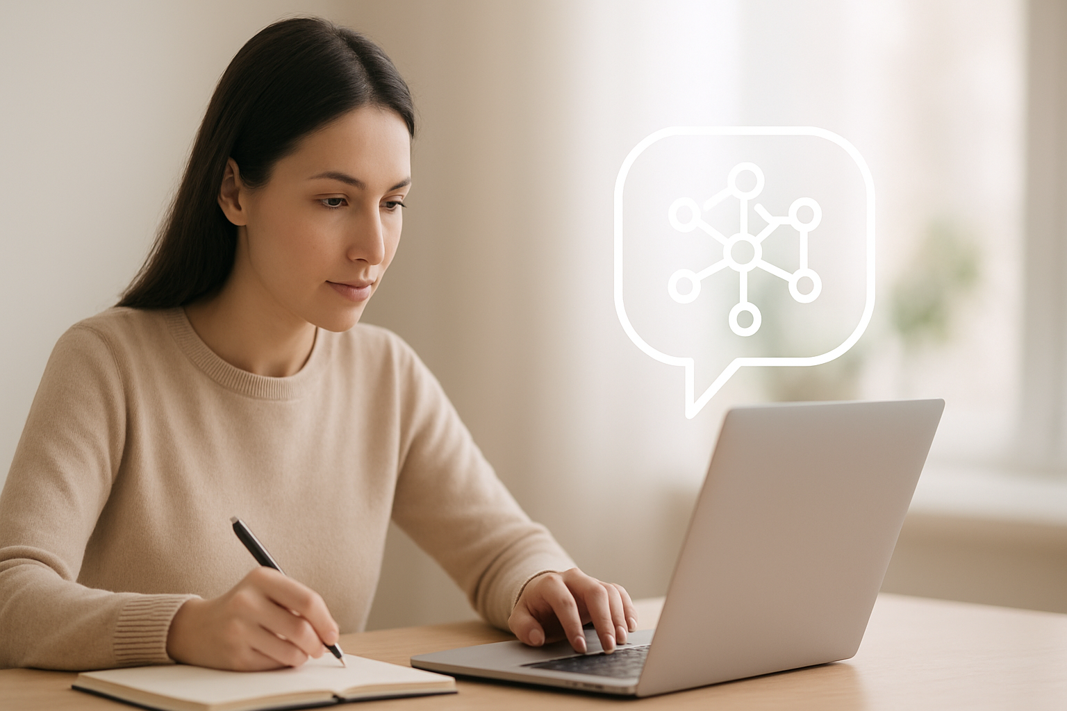 finestwebsites_frau am laptop mit notizbuch