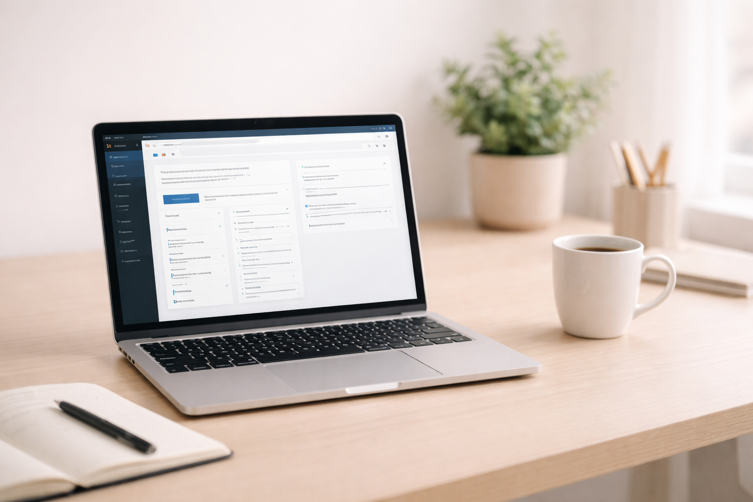 Laptop auf Schreibtisch mit WordPress